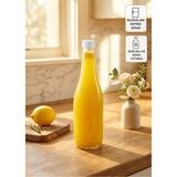 Qualitev 1 Adet Uzun Şeffaf Cam Sürahi Limonata, Süt, Ayran, Su ve Meşrubat Şişesi Sızdırmaz Kapaklı Şişe - Beyaz - 1 lt