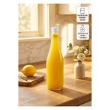 Qualitev 1 Adet Uzun Şeffaf Cam Sürahi Limonata, Süt, Ayran, Su ve Meşrubat Şişesi Sızdırmaz Kapaklı Şişe