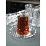 Qualitev 12 Parça 6 Kişilik Cam Çay Seti Çay Bardağı Takımı - Venedik - Şeffaf - 12 Adet