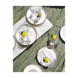 Qualitev 12 Parça Limonlu Çay Seti Limon Dekorlu Çay Bardağı ve Gold Porselen Çay Tabağı