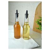 Qualitev 2 Adet 250 ml Cam Yağdanlık Sirkelik Sosluk Şişesi Silikon Tıpalı Zeytinyağı Sıvıyağ Yağlık Şişe
