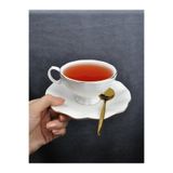 Qualitev 2 Kişilik 4 Parça Porselen Gold Yaldızlı Çay Neskafe Fincan Takımı 170 ml Altın Fincan Seti -Lilyum