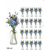 Qualitev 20 Adet 100 ml Küçük Şeffaf Cam Vazo Mini Dekoratif Şişe (Çiçeksiz)