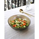 Qualitev 20 cm Cam Salata Tabağı Füme Salata Kasesi Orta Boy Tabak 2-3 Kişilik - Kahverengi