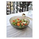 Qualitev 20 Cm Cam Salata Tabağı Füme Salata Kasesi Orta Boy Tabak 2-3 Kişilik