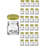 Qualitev 25 Adet 40 cc Mini Küçük Cam Kavanoz Numune, Mama, Düğün ve Kına Şekerleme Kavanozu 40ML - Gold - 40 ml