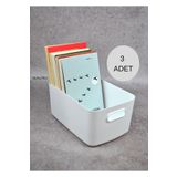Qualitev 3'lü Dolap Içi Düzenleyici Sepet / Dekoratif Saklama Kutusu/ Banyo Ve Mutfak Organizer25cmx15cmx10cm