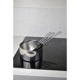 Qualitev 3'lü Set 304 Paslanmaz Çelik Kaçerola Sütlük ve Sosluk 12-14-16 cm Mini Yumurta Tavası - Metalik Gri