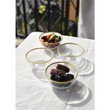 Qualitev 4'lü Cam Kase Yaldızlı Çerezlik 9 cm Şekerlik Kahve Yanı Yaldız Lokumluk 110 ml
