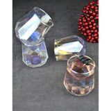 Qualitev 4'lü Hologramlı Cam Bardak Meşrubat Su Bardağı 330 ml - Dıamond - Renkli