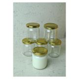 Qualitev 6 Adet 210 ml Cam Kavanoz Mama Bebek Yoğurt Saklama Kabı Gold Kapaklı 210 Cc