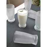 Qualitev 6 Adet Cam Boncuk Desenli Meşrubat Ayran Bardağı ve Bira Bardak 360 ml - Şeffaf