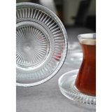 Qualitev 6 Adet Cam Çay Tabağı Çay Tabak 12 cm Elysia Bardak ile Uyumlu Elina - Şeffaf - 0 - 499 ml