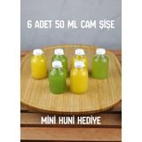 Qualitev 6 Adet Cam Ginger Shot Detox Şişesi Sızdırmaz Plastik Kapaklı Çok Amaçlı 50ML - Şeffaf - 50 ml