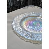 Qualitev 6 Adet Hologramlı Cam Supla Tabak Seti 33 cm Şık Hologram Sofra Sunum Altlığı
