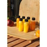 Qualitev 6 Adet Plastik Detoks Şişe Siyah Sızdırmaz Kapaklı 100 Ml Plastik Ginger Shot Meyve Detox Şat Şişesi