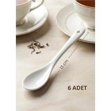 Qualitev 6 Adet Porselen Kaşık Çay ve Tatlı Kaşığı 13 cm - Beyaz