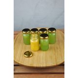 Qualitev 6 Adet Şeffaf Cam Shot Detoks Şişesi 67 ml Sızdırmaz Gold Metal Kapaklı Mini Kavanoz