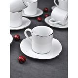 Qualitev 6 Kişilik Porselen Silver Yaldızlı Kahve Fincanı Takımı Gümüş Fincan Seti 90 ml 12 Parça