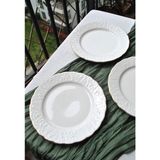Qualitev 6 Kişilik Porselen Yaldızlı Pasta Tabağı 21 cm Şık Tatlı Tabağı Ikram Sunumluk Tabak - Pera - Beyaz - Altın