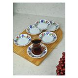 Qualitev 6'lı Porselen Çay Tabağı Lale Motifli Osmanlı Deseni Çay Tabak