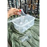 Qualitev Pratik 6 Bölmeli Çay Bardağı Taşıma / Saklama Kutusu Kamp Seyahat Piknik Karavan Bardaklık - 100 ml - Şeffaf