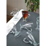 Qualitev Rich Cam 6'lı Kulplu Çay Bardağı Kupa 130 ml Ayaklı Kahve Bardağı-Kuğu Model - Şeffaf