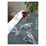 Qualitev Rich Cam 6'lı Kulplu Çay Bardağı Kupa 130 ml Ayaklı Kahve Bardağı-Kuğu Model