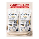 Quality CLEAN Aktif Karbon İnce Taneli Bentonit Ultra Topaklaşan Koku Hapseden Kedi Kumu 10 Lt X 2 Adet