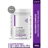 Quality Life Collagen Complex Saf Toz 300 Gr Tip1 Tip2 Tip3 Tip5 Tıp10 Hidrolize Kolajen Peptit Magnezyum Msm Çinko Bakır Selenyum Biotin, Tip 5 Kolajen, Tip 2 Kolajen