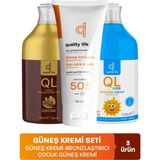 Quality Life Ql 50 Faktör Güneş Kremi Seti ( Güneş Kremi , Bebek Güneş Kremi, Bronzlaştırıcı Yağ ) 3 Güneş Ürünü