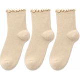 QUALITY WALKING 3’lü Kadın Bambu Dikişsiz Çorap Fırfır Detaylı Tasarım Ipeksi His Rahat Kullanım - 36 - 40 - Bej