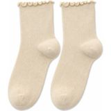 QUALITY WALKING Kadın Bambu Dikişsiz Bilek Üstü Çorap Fırfır Detaylı Şık Tasarım Ultra Konfor - 36 - 40 - Bej