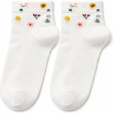 QUALITY WALKING Kadın Dikişsiz Çiçek Desenli Bambu Çorap Ipeksi His Günlük Şık Çorap - 36 - 40 - Beyaz