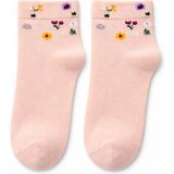 QUALITY WALKING Kadın Dikişsiz Çiçek Desenli Bambu Çorap Ipeksi His Günlük Şık Çorap - 36 - 40 - Pembe
