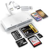 Quanlex 5'i 3 arada Hafıza Kartı Okuyucu, Lightnin Tipi C-USB A Üç Konnektörlü SD/TF/CF/Micro SD/XD/MS USB OTG Adaptörü, Mac/Windows/Linux/Android ile iPad/iPhone/Android/MacBook/PC için Çoklu Hafıza Kartı