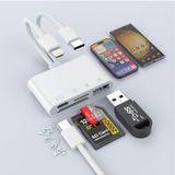 Quanlex USB C Lightning SD TF Kart Okuyucu, iPhone 15/iPad/Mac/Dizüstü Bilgisayar için 4'ü 2 Arada Hafıza Kartı Okuyucu, Çift Konnektörlü Dijital Fotoğraf Makinesi Kartı Adaptörü, SD+TF+USB OTG+USB C Şarjlı