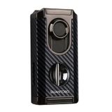Quantoro 3 Torch Pürmüz V-Cut Siyah Karbon Desenli Metal Puro Çakmağı - TRZ1174