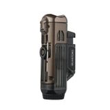 Quantoro Çift Torch Pürmüz Delicili/İğneli Kahverengi Metal Puro Çakmağı