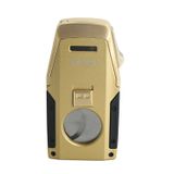 Quantoro Çift Torch Pürmüz Düz Kesici/Delicili Gold Metal Puro Çakmağı