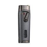 Quantoro Çift Torch Pürmüz Gunmetal-Gümüş Metal Puro Çakmağı