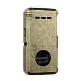 Quantoro Çift Torch Pürmüz V-Cut/Delicili/İğneli Fırçalı Gold Metal Puro Çakmağı