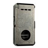 Quantoro Çift Torch Pürmüz V-Cut/Delicili/İğneli Fırçalı Gümüş Metal Puro Çakmağı