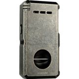 Quantoro Çift Torch Pürmüz V-Cut/Delicili/İğneli Fırçalı Gümüş Metal Puro Çakmağı