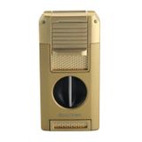 Quantoro Çift Torch Pürmüz V-Cut/Delicili/İğneli Gold Metal Puro Çakmağı