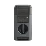 Quantoro Çift Torch Pürmüz V-Cut/Delicili/İğneli Gri Metal Puro Çakmağı - TRZ1098