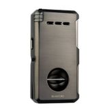 Quantoro Çift Torch Pürmüz V-Cut/Delicili/İğneli Gunmetal Metal Puro Çakmağı - TRZ1091