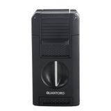 Quantoro Çift Torch Pürmüz V-Cut/Delicili/İğneli Siyah Metal Puro Çakmağı