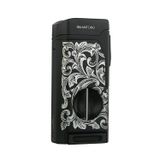 Quantoro Dört Torch Pürmüz V-Kesici/Delicili Siyah Desenli Metal Puro Çakmağı