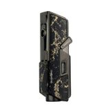 Quantoro Tek Torch Pürmüz Delicili/İğneli Siyah Gold Desenli Metal Puro Çakmağı - TRZ1108